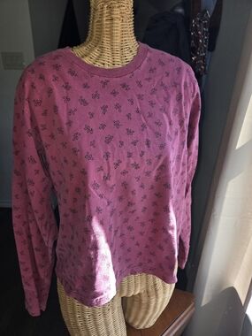 L.L. Bean Pinkish Red Floral Print Long Sleeve Tee